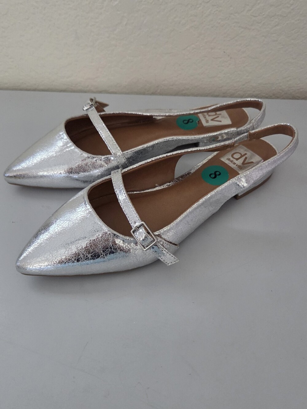 Dolce Vita Carder Slingback Silver Metallic Flats - Picture 4 of 8